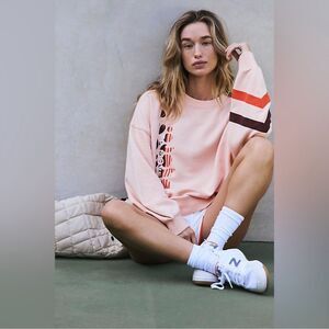 FP MOVEMENT All Star Logo Pullover / Peach Pastel sz M NWOT